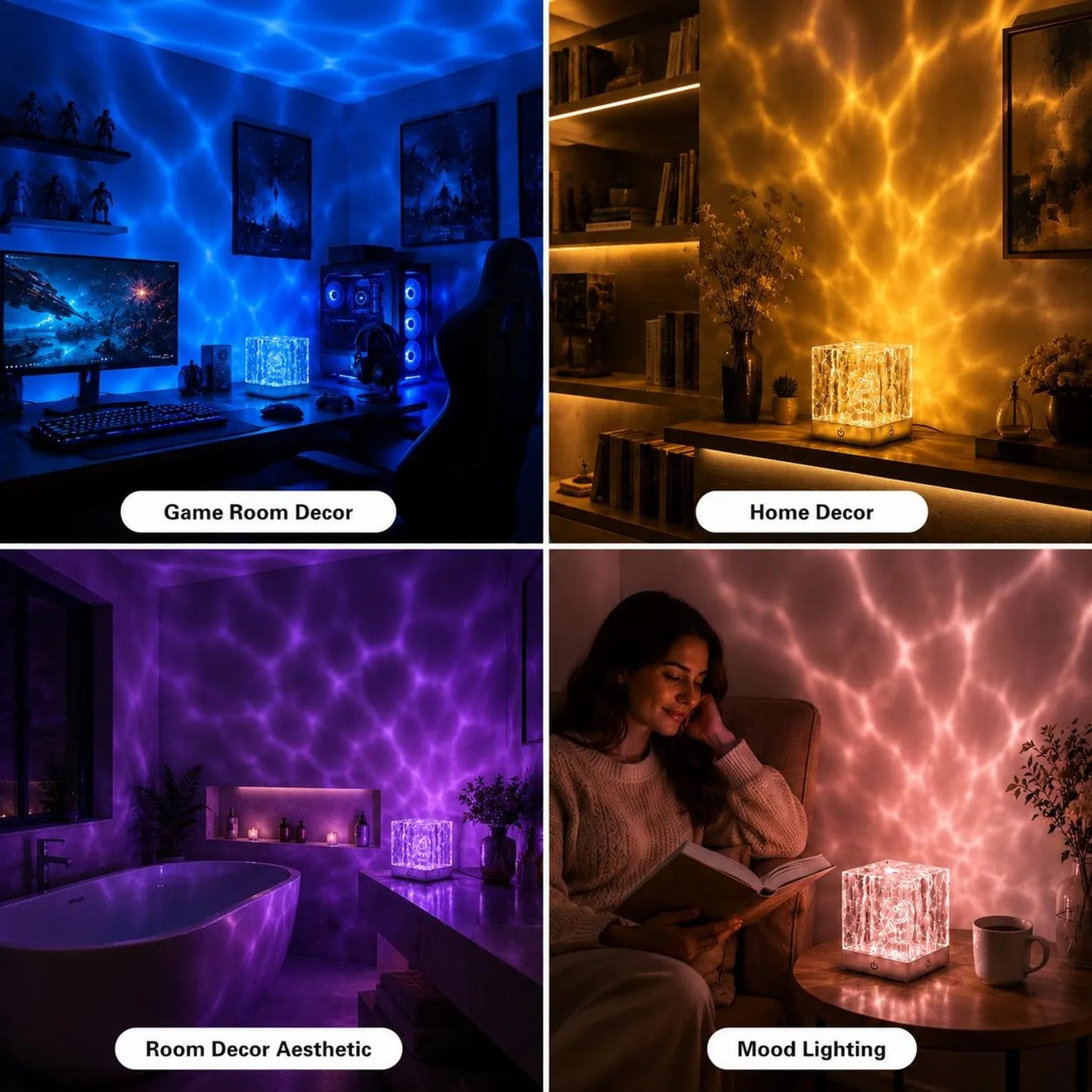 Water Wave Projector Lamp Crystal LED Night Light
