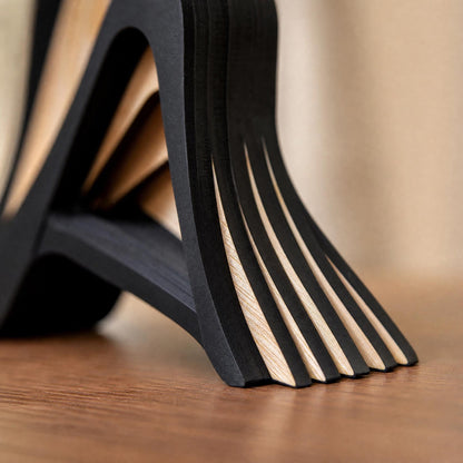 Abstract Wood Sculpture Layered Minimalist Statue for Shelf, Living Room Decor