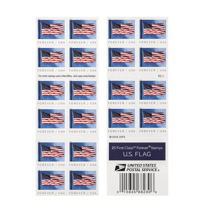 2019 US Flags in Rolls / Booklets Forever First Class Postage Stamps
